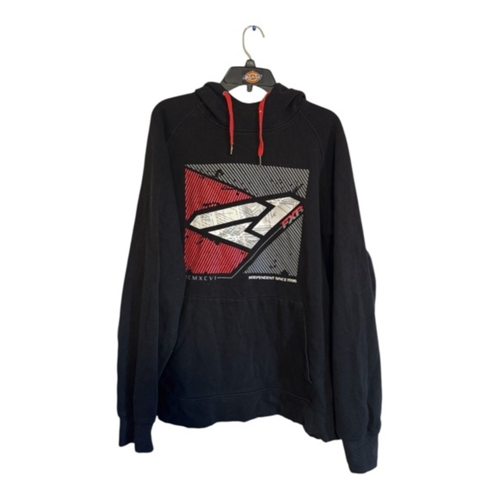 FXR Racng Mens Hoodie Black Large Graphic Size 3XL Cotton Kangaroo Pocket